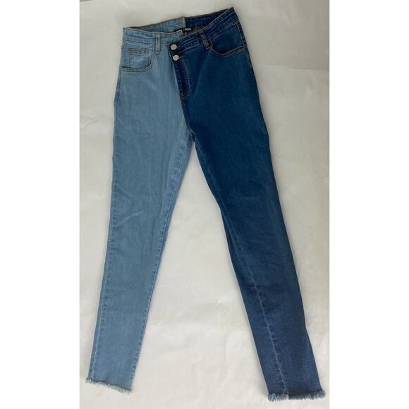 Fashion Nova Day Night Skinny Jeans Two Toned - Size 5 Juniors - Picture 2 of 11